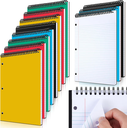 MotiMind 10 Pack 8.5" x 11" Top Spiral Notebook with 3 Hole Punched Morandi Colors Legal Pads College Ruled Notepad 50 Sheets Hard Cardboard Paper Wirebound Notepad for Office School Business