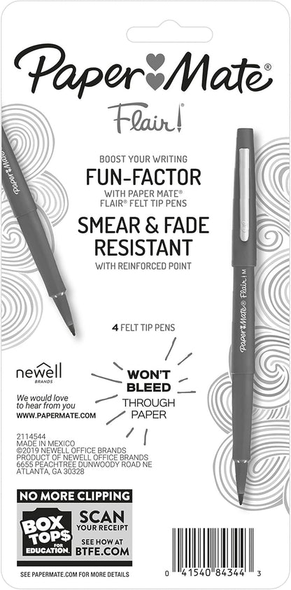 Paper Mate Flair Felt Tip Pens, Medium Point (0.7mm), Red, 4 Count