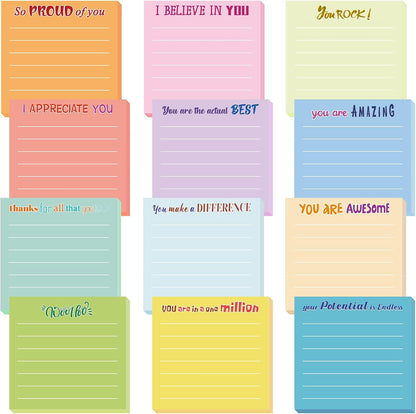 Yinder 48 Pcs Inspirational Sticky Notes Cute Motivational Sticky Notes Pad End of Year Employee Appreciation Gifts Bulk for Teacher Nurse Coworkers Office Supplies 3 x 3'' (Thank You,Dark Color)