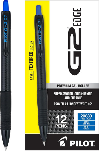 Pilot, G2 Edge Premium Gel Roller Pens, Fine Point 0.7 mm, Black, Pack of 8