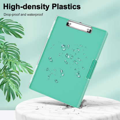 Piasoenc Clipboard with Storage, 8.5 x 11 Clip Boards with 2 Storage Case and A4 Paper Folder, Clear Dry Erase Top Panel, Heavy Duty Plastic, Folio & Side Opening, for Nurses, Teachers, Lawers,Black