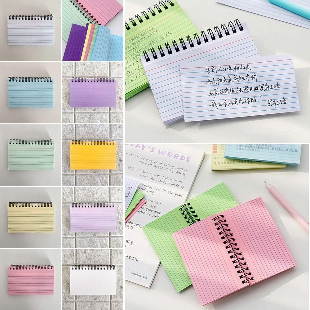 Office Horizontal Line Portable Tearable Memo Pads Notebook Notepad Coil Note Book Journal Diary Planner(Multicolor)