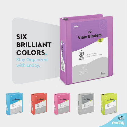 3 Inch Binder 3 Ring Binders Green, Slant D-Ring 3” Clear View Cover with 2 Inside Pockets, Heavy Duty Colored School Supplies Office and Home Binders – By Enday
