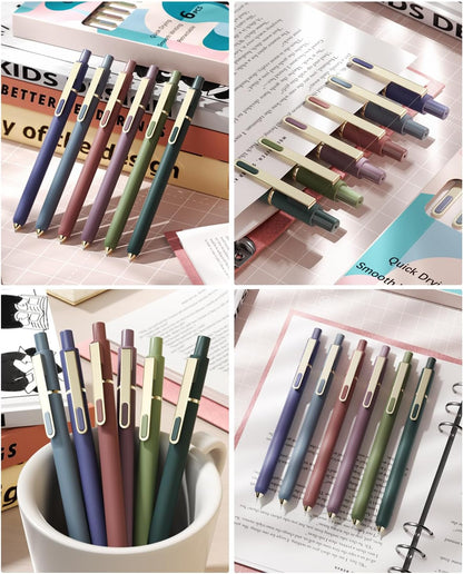 SUNEE Gel Pens, 6 Pack 0.5mm Pens Fine Point Smooth Writing Pens with Quick-Dry Black Ink, Cute Aesthetic School Office Note-Taking Pens for Journaling - Morandi
