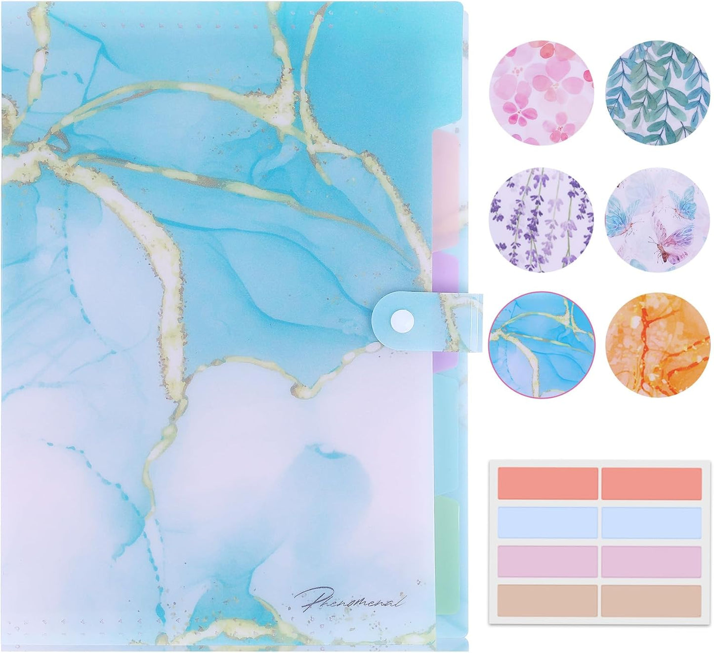 Forest Series Expanding File Folder Stylish Funky Cute Retro Document Organizer with Natural Scenes for Students,Teachers & Freelancers - Blue Butterfly