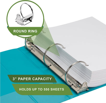 Samsill Plant-Based 2 Inch Durable Round Ring, View Binder, Eco-Friendly, USDA Certified Biobased, Single, Turquoise