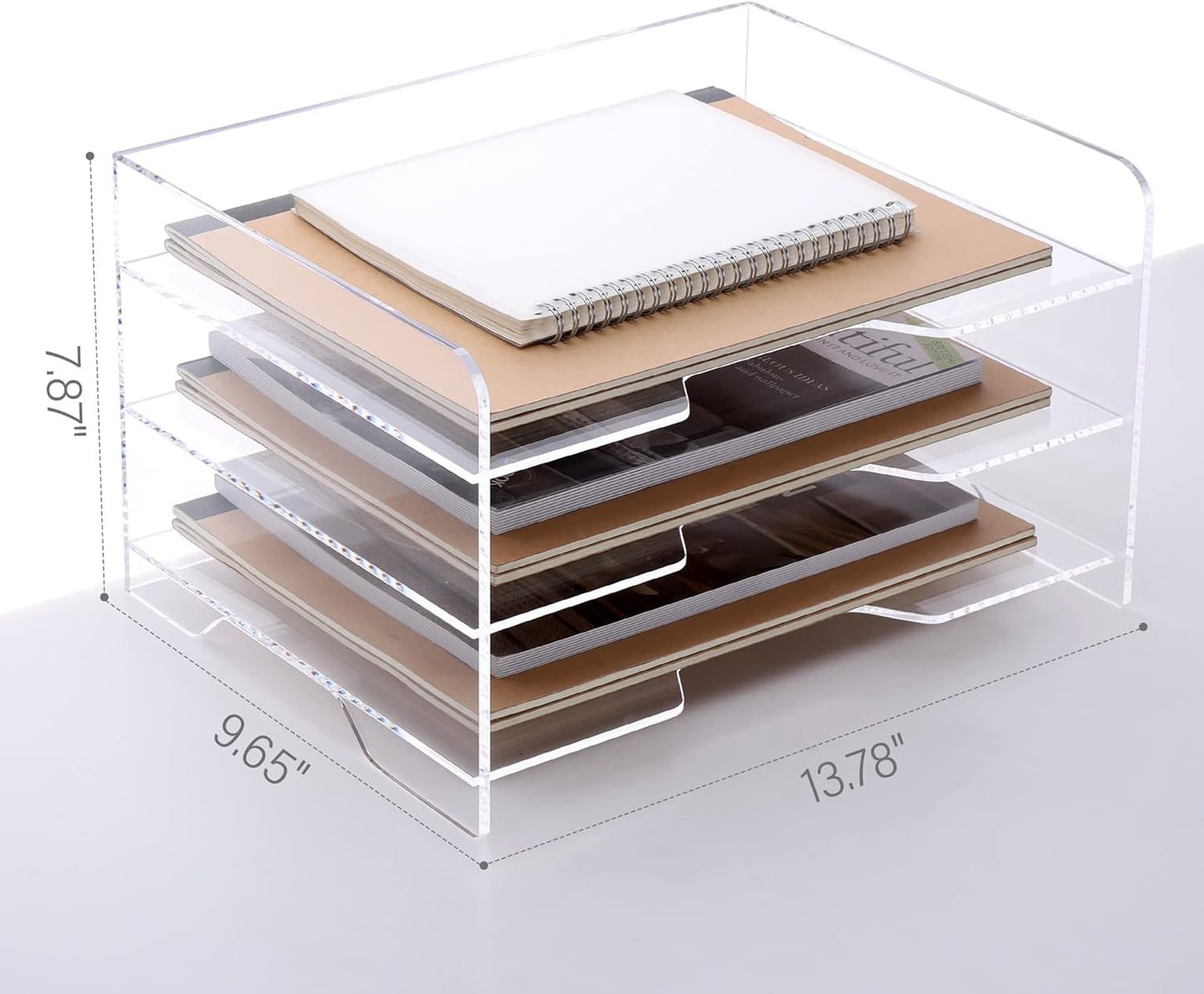 2 Pack- Stackable Paper Letter Tray, A4 File Tray Desk Organizer, Acrylic Desk Organizers and Accessories Sorter, Clear Workspace Office Supplies Organizers, 12.4inx8.86inx3.46in