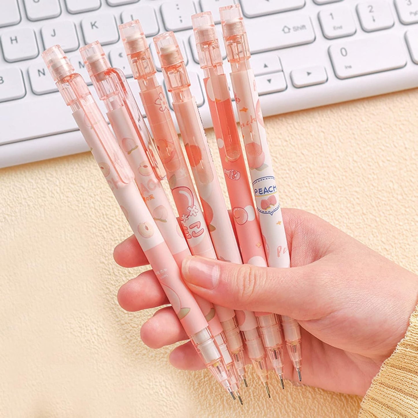 MOZXIRZ 4 Pcs Cute Mechanical Pencils with Top Eraser 0.5mm Cartoon Space Mechanical Pencil School Pencil for Women (6pcs Space)