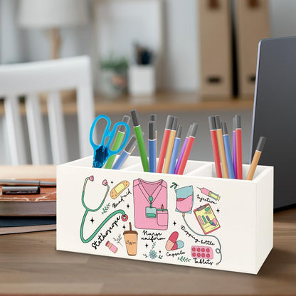 Teacher Appreciation Gifts, Boho Rainbow Teacher Wooden Pen Pencil Holder for Office Desk, Back to School Supplies Gifts for Teachers, It's a Good Day to Teach Tiny Humans