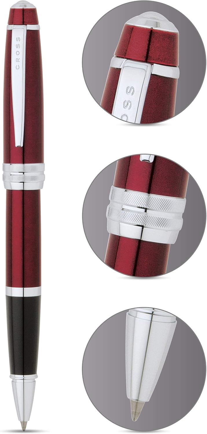 Cross Bailey Matte Red Lacquer Rollerball Pen - Refillable Pen for Smooth Writing - Well-Balanced, Distinctive Design - Easy Handling - Comfortable Grip - Gift-Ready Black Ink