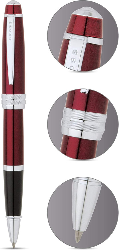 Cross Bailey Matte Red Lacquer Rollerball Pen - Refillable Pen for Smooth Writing - Well-Balanced, Distinctive Design - Easy Handling - Comfortable Grip - Gift-Ready Black Ink