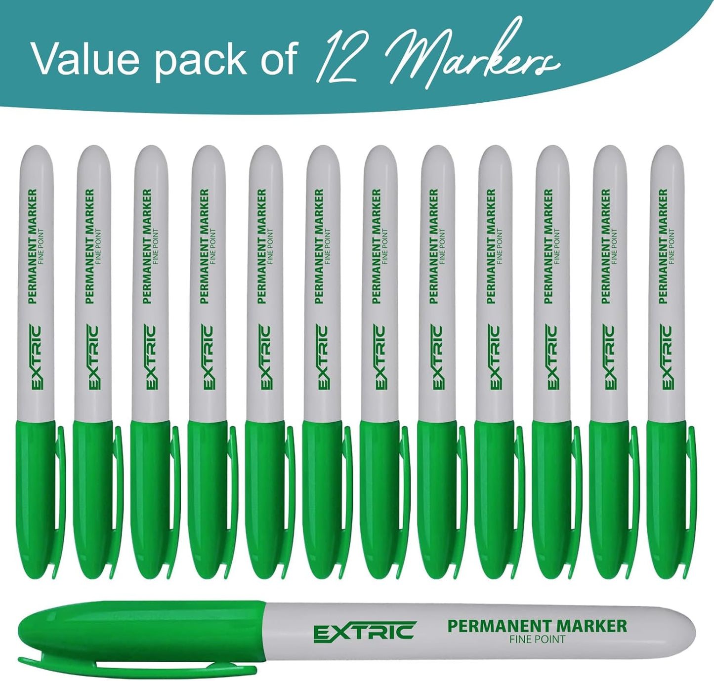 EXTRIC Permanent Markers Black, 36 Count Fine Point Markers, Quick Drying, Works on Wood, Paper, Plastic, Metal and Glass, for Home, Office and School use