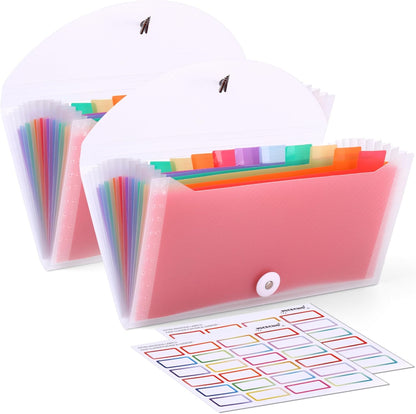 Nicecho Receipt Coupon Organizer, 13 Pockets Small Accordion File Organizer with Labels for Receipt Cards, Bill Business, Coupons Storage, 10.2X 5.1 Inches