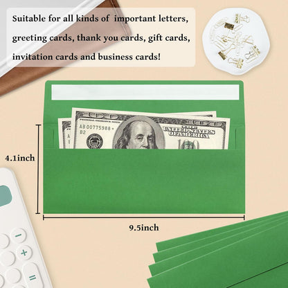 50 Pack #10 Business Envelopes, Sage Green Standard Envelopes Self Seal, Letter Size Mailing Envelopes for Checks Letters Invoices Statements Birthday Graduation Wedding, 4 1/8 x 9 1/2 Inch
