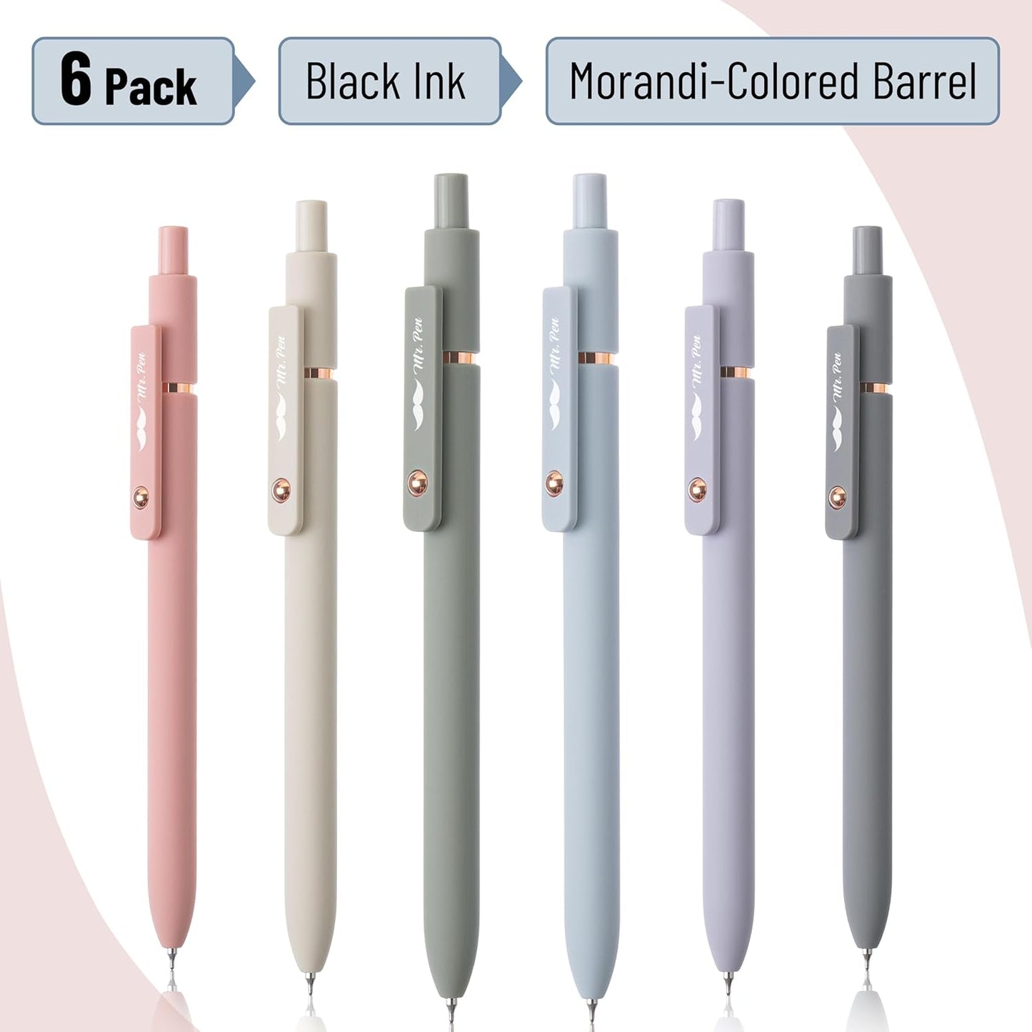 Mr. Pen- Retractable Gel Pens, 12 Pack, Morandi and Vintage Barrels, Fast Dry, Black Gel Pens Fine Point 0.5mm, Aesthetic Pens for Journaling