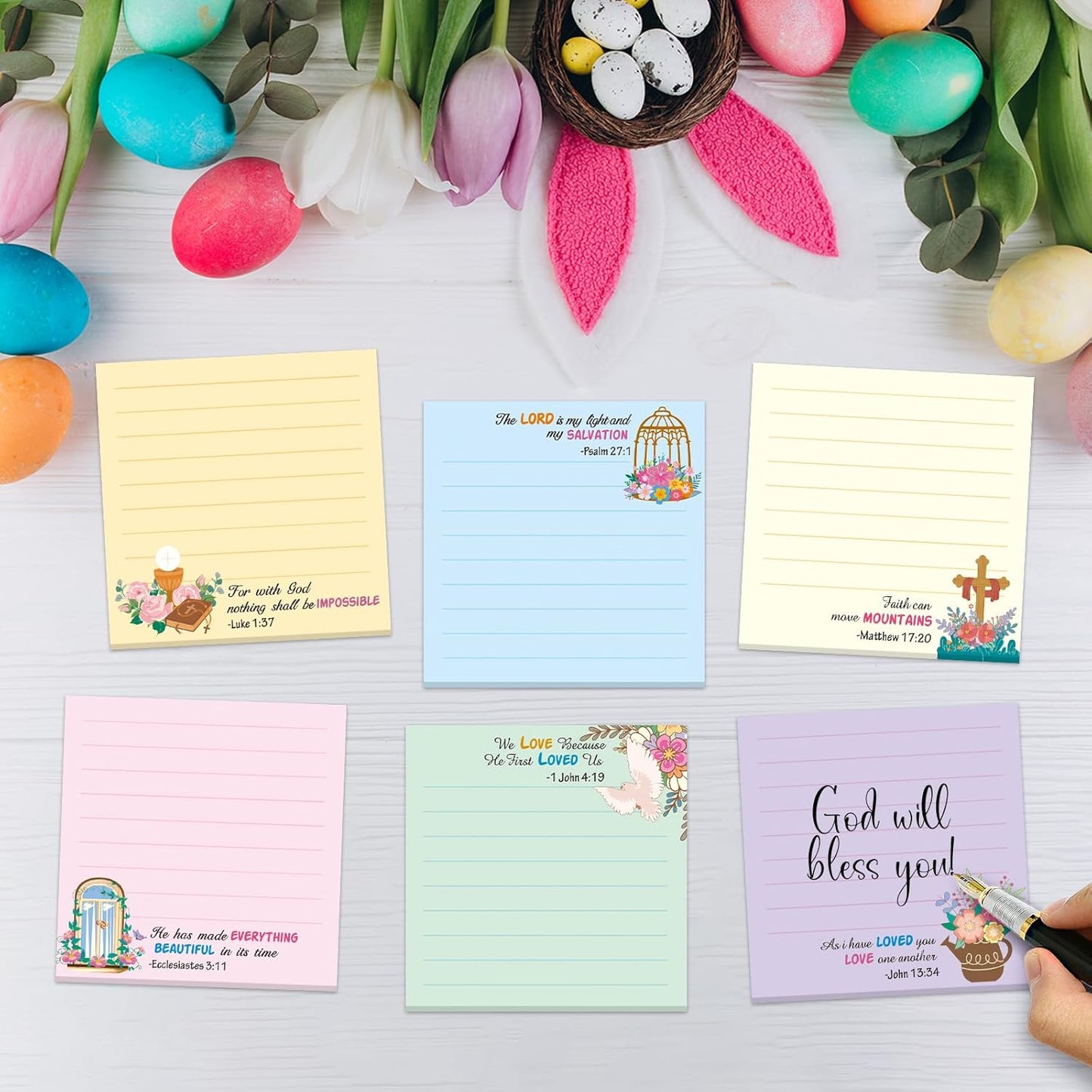 30 Pcs Bible Sticky Notes Christian Note Pads Religious Bible Notepads Inspirational Memo Notes for Inspirational Gifts Message Reminder Lists Schedules Studying Office School Supplies