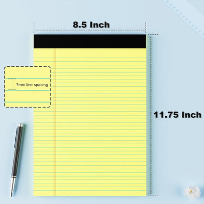 Legal Pads 8.5 x 11 College Ruled Note Pads 8.5 x 11.75 Yellow Notepad 80gsm Lined Paper Pads, 30 Sheets per Pad, 2 Pack Perforated Writing Pads Perfect for Office, Home, School