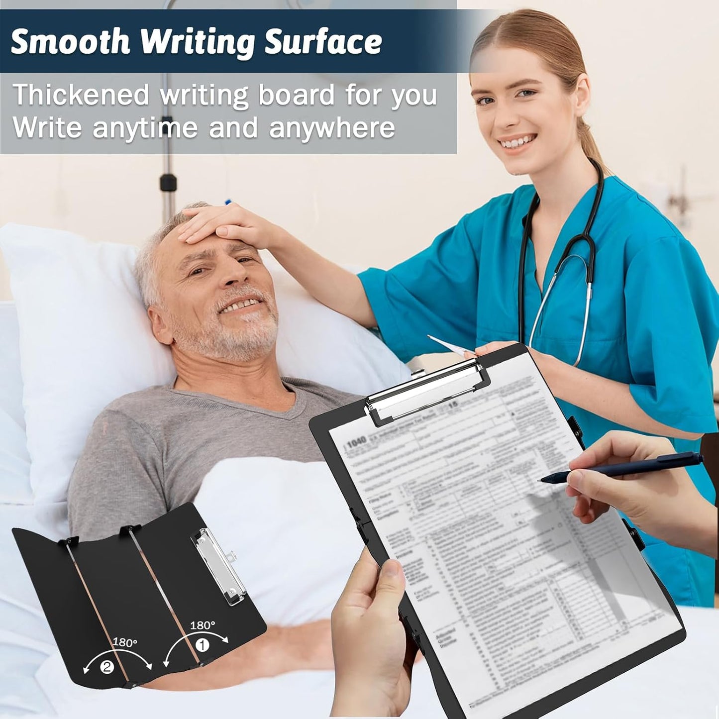Nursing Clipboard Foldable Clipboard Medical: Edition Cheat Sheets Aluminum 3 Layers Foldable Clipboards Nursing Pocket Size Profile Clip Nurse Clipboards Notepad for Nurses Students and Doctors