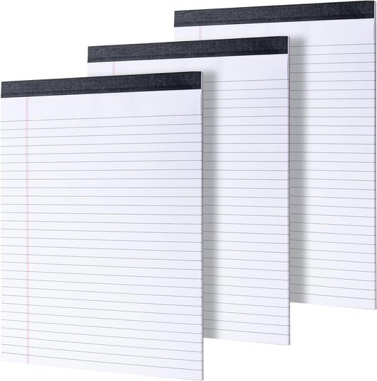 3 Pack Legal Pads 8.5 x 11, Notepads 8.5 x 11 Inch, 30 Sheets/Pack,White Note Pads Clear Print Writing Pads,Wide Ruled Legal Notepads,Lined Paper Pads,Sturdy Back for School,Home,Office,Business