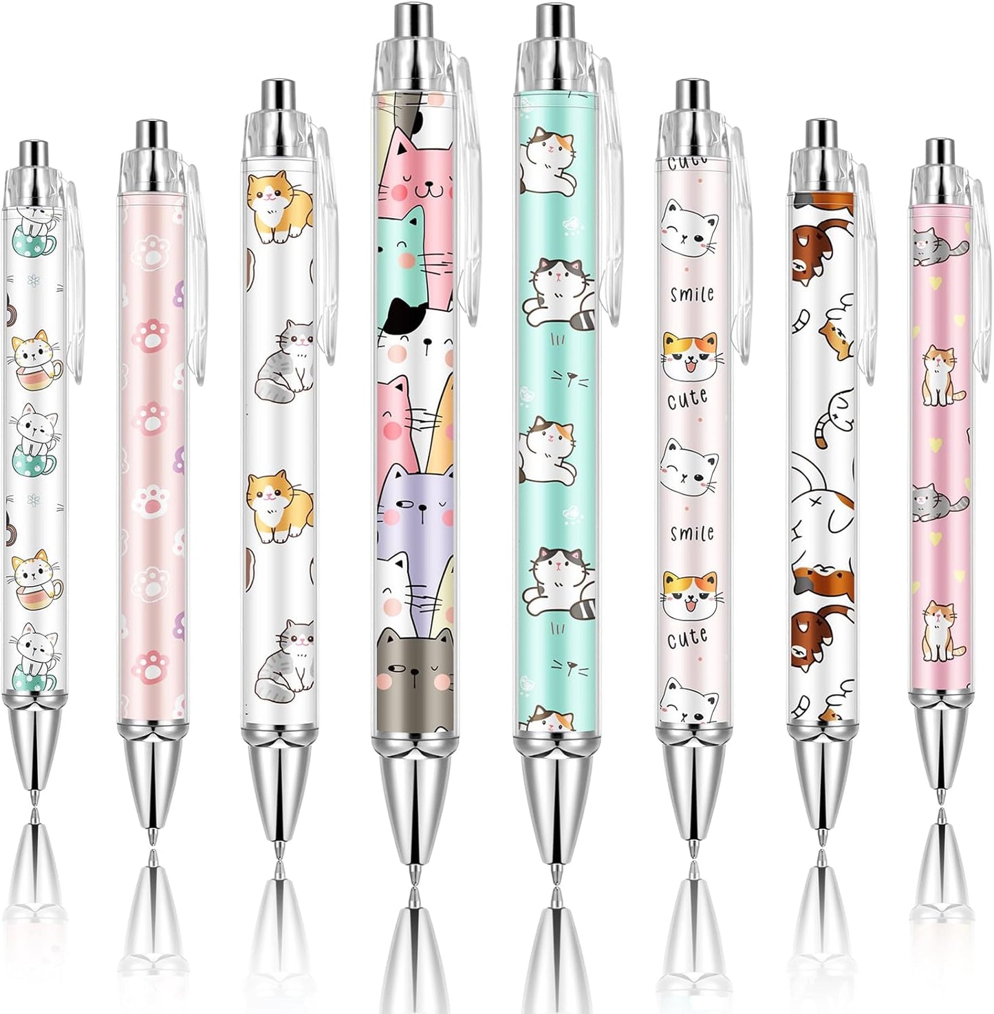 Ireer 8 Pcs Ballpoint Pens for Women 1.00 mm Cute Black Ink Pens Fine Point Smooth Writing for Journaling Aesthetic Office Supplies (Mahjong)