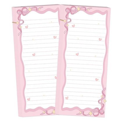 Well Tile 100pcs Pink Bow Notepad Bowknot List To-Do Paper Pad 3.2x7.5 Inch-Shopping List Memo Pad Cute Planner & Desk Accessories Notepad