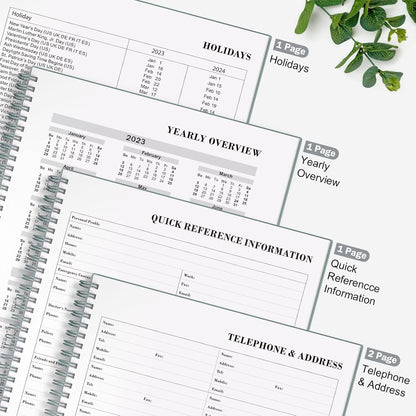 Daily Planner Undated, Asten To Do List Notebook Hourly Schedules Spiral Appointment Planner for Men and Women,PVC Hardcover,Elastic Closure, Inner Pocket 8.3" x 5.8" (Black)
