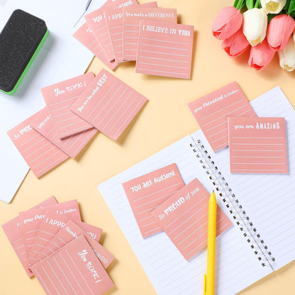 Yinder 48 Pcs Inspirational Sticky Notes Cute Motivational Sticky Notes Pad End of Year Employee Appreciation Gifts Bulk for Teacher Nurse Coworkers Office Supplies 3 x 3'' (Thank You,Dark Color)