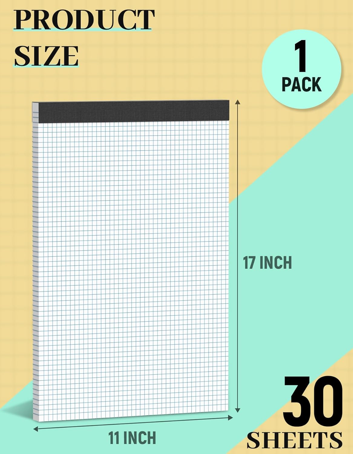 Graph Paper Pads 8.5 x 11, 4x4 Quad Ruled, 3 Pack Grid Paper Pad 8.5 x 11, 30 Sheets Perforated Blueprint Quadrille Letter Size Graphing Notebook for Drafting, Drawing, Engineering