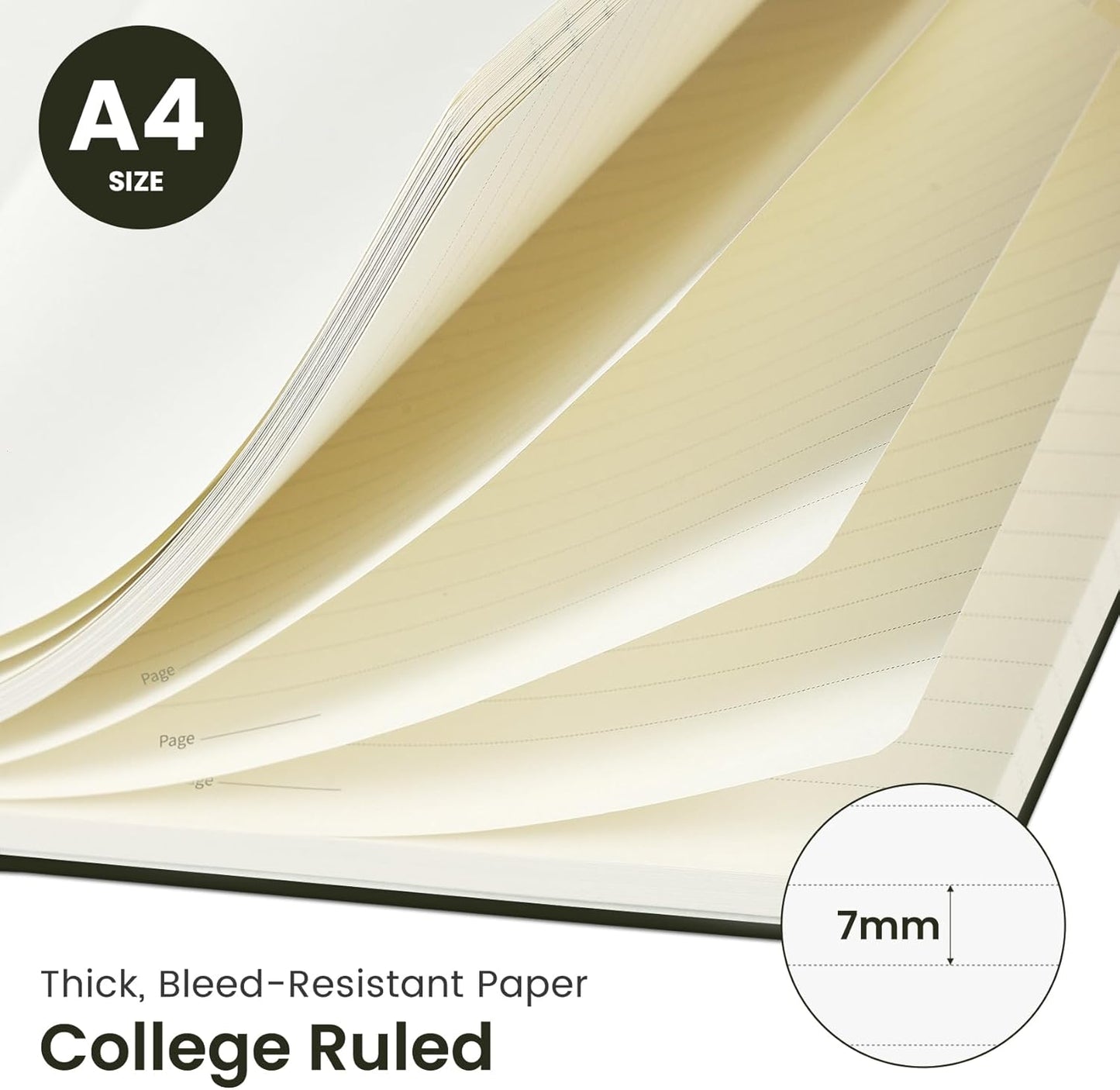 Taja Spiral Lined Notebook, 8.5"x11" Notebooks for Work, Large A4 Journal for Women & Men, College Ruled Journaling Notebook for Writing, Plastic Cover Spiral Journal, Green