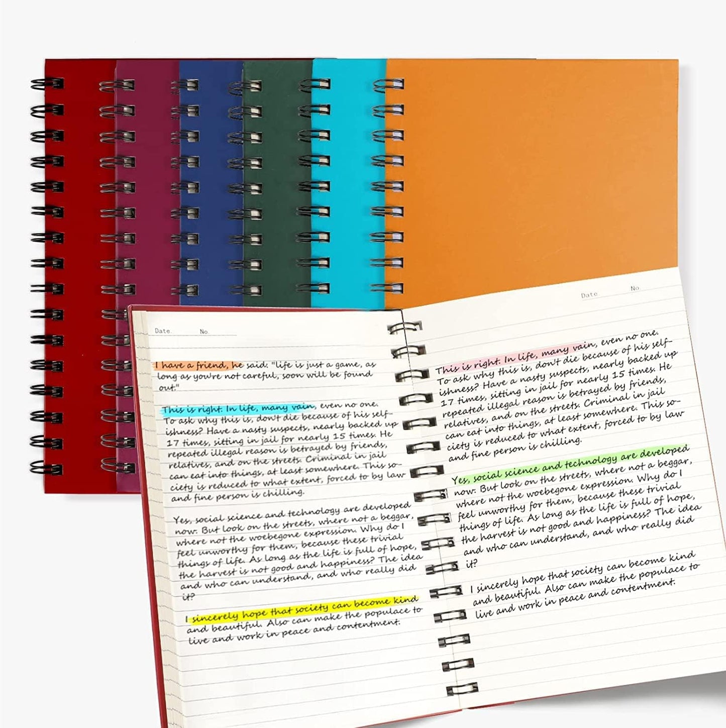 EOOUT 6pcs Hardcover Spiral Notebook, A5 Lined Spiral Journals 5.5x8.5in, 160 Pages Journal Notebook for Work, Office
