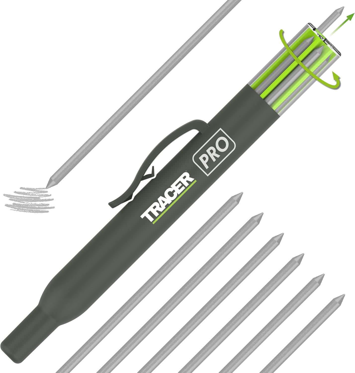 Tracer 2.8mm Carbide Tipped Lead 3-Pack with Anti-Snap Case - Lead Refill for Mechanical Pencil to Mark Wood, Metal, Ceramic, Glass, Woodworking and Carpenter Pencil Tool Use - ALPC1