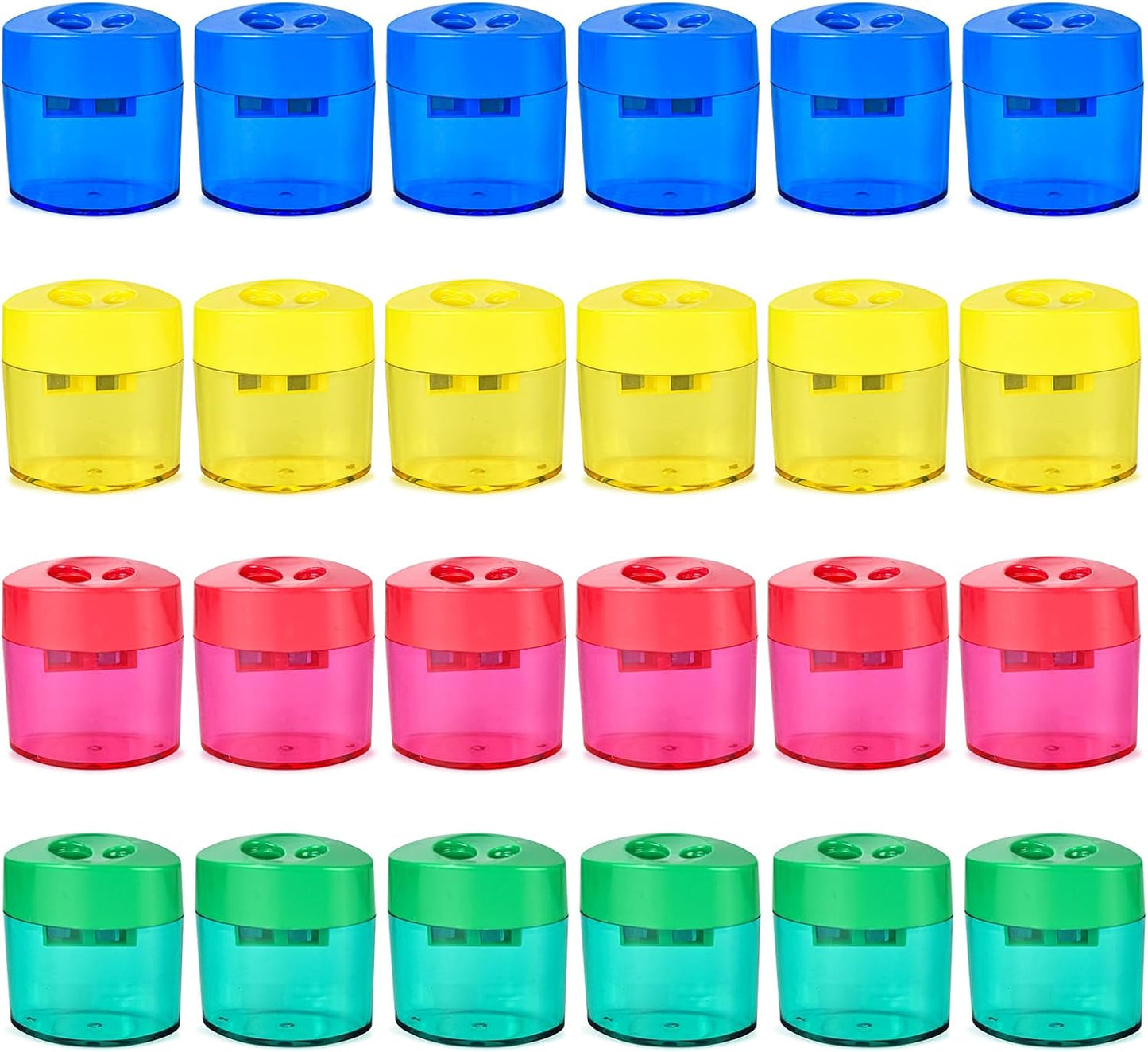 AUSTARK 4Pcs Pencil Sharpeners Manual for Kids Adults, Dual Hole Small Handheld Pencil Sharpener Bulk for Office School Home, Back to School Supplies