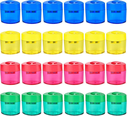 AUSTARK 4Pcs Pencil Sharpeners Manual for Kids Adults, Dual Hole Small Handheld Pencil Sharpener Bulk for Office School Home, Back to School Supplies