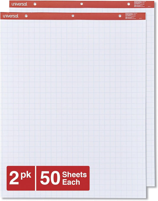 Universal 35602 Recycled Easel Pads, Quadrille Rule, 27 x 34, White, 50 Sheet (Case of 2 Pads)