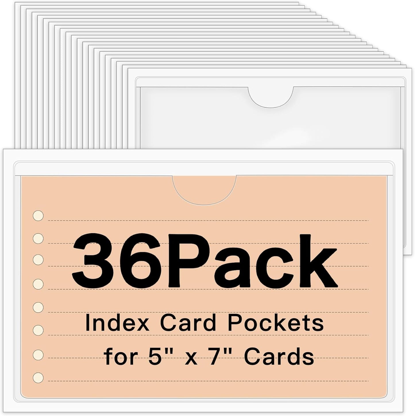 36 Pack 3" x 5" Index Card Holder Adhesive Plastic Label Holders Clear Tote Bag Labels Stickers for Organizing Storage Bins Library Card Shelves