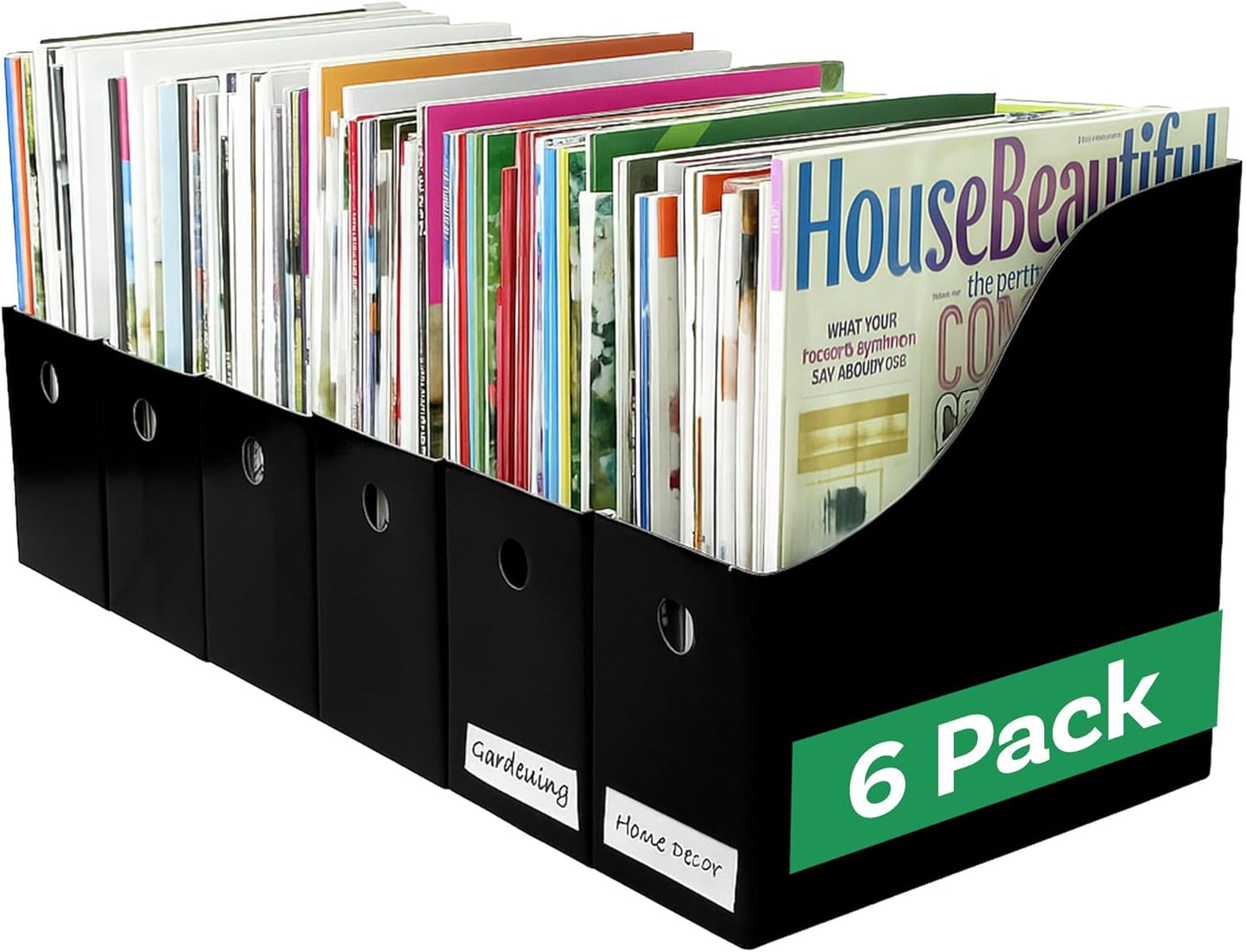 Evelots Magazine File Holder - Set of 24 Multi Color - Office Desk Organizer - Sturdy Cardboard - New Upgraded Double Front Panel for More Stability - Full 4 Inch Wide - Easy Assemble