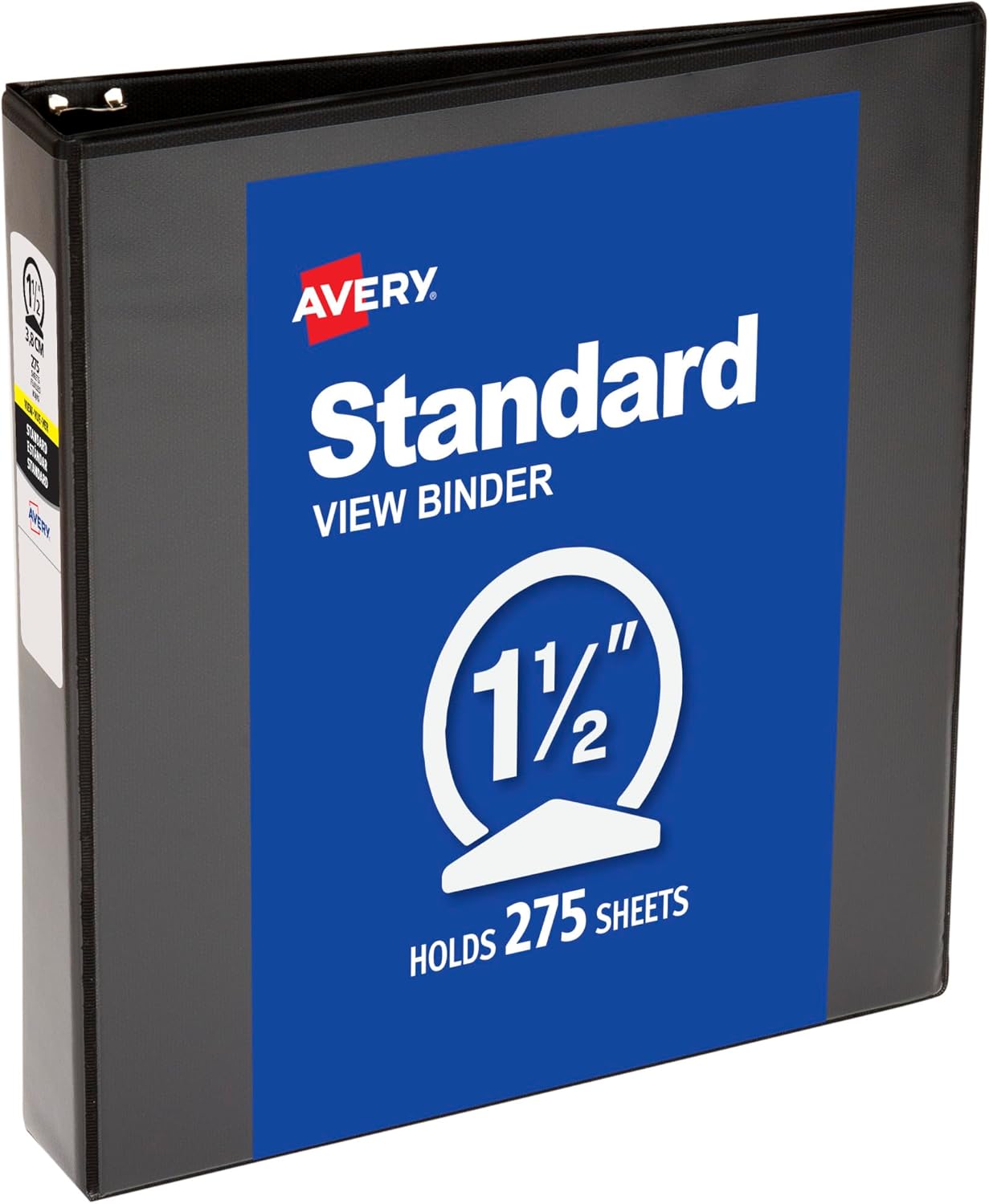 Avery Standard View 3 Ring Binder, 0.5" Round Rings, 100-Sheet Capacity, 0.7 Inch Wide Spine, 1 Black Binder, Ideal for Lightweight Organization and Occasional Referencing (05705)