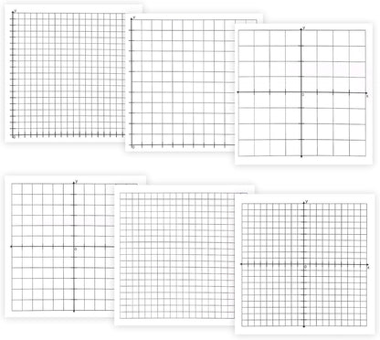 6 Packs Graph Paper Sticky Notes 300 Sheets 3 x 3 Inch Mini Graph Pads 20 x 20 Four Quadrant X Y Axis Coordinate Plane Post It Adhesive Grid Sticky Notes for Office School Math Supplies（6style）