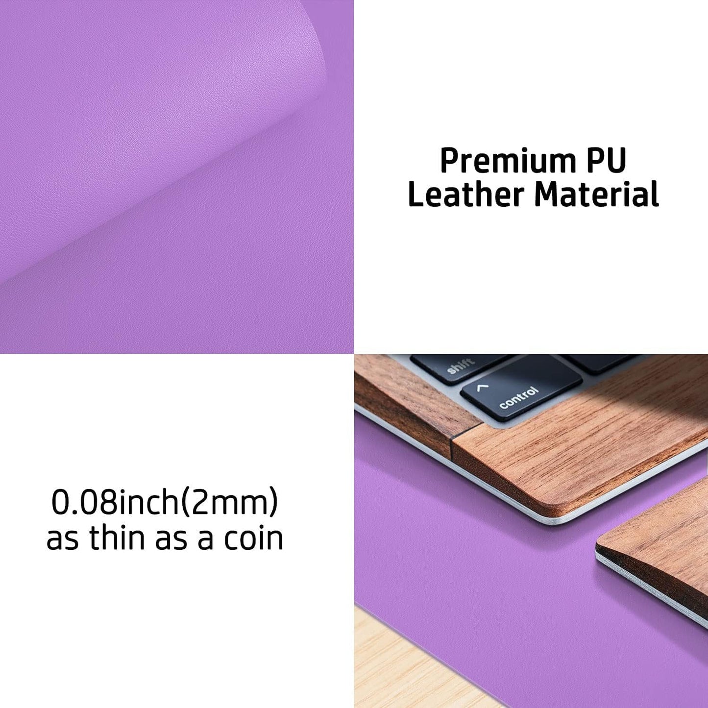 Aothia Leather Office Desk Pad Protector, Non-Slip PU Leather Desk Blotter, Waterproof Laptop Writing Mouse Pad for Office and Home, Black, 31.5" x 15.7" - Colors A