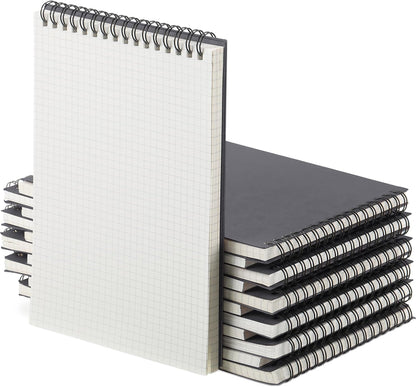 Engrowtic 2 Pack Graph Paper Spiral Notepad A5 Top Wirebound Notepad Grid Notebook Steno Pads Memo Notebook Grid Paper 140 Pages for Writing Sketching Drawing Office Supplies (Black)