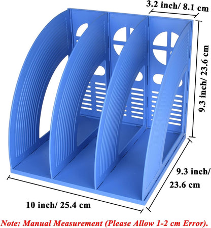 SAYEEC 2Pcs Magazine Holder Plastic File Sorter Binder Holder for Desk Folder Organizer Stand Book Shelf Dividers Vertical Filling Storage Rack Desktop Bookshelf Display Box for Office School (Black)