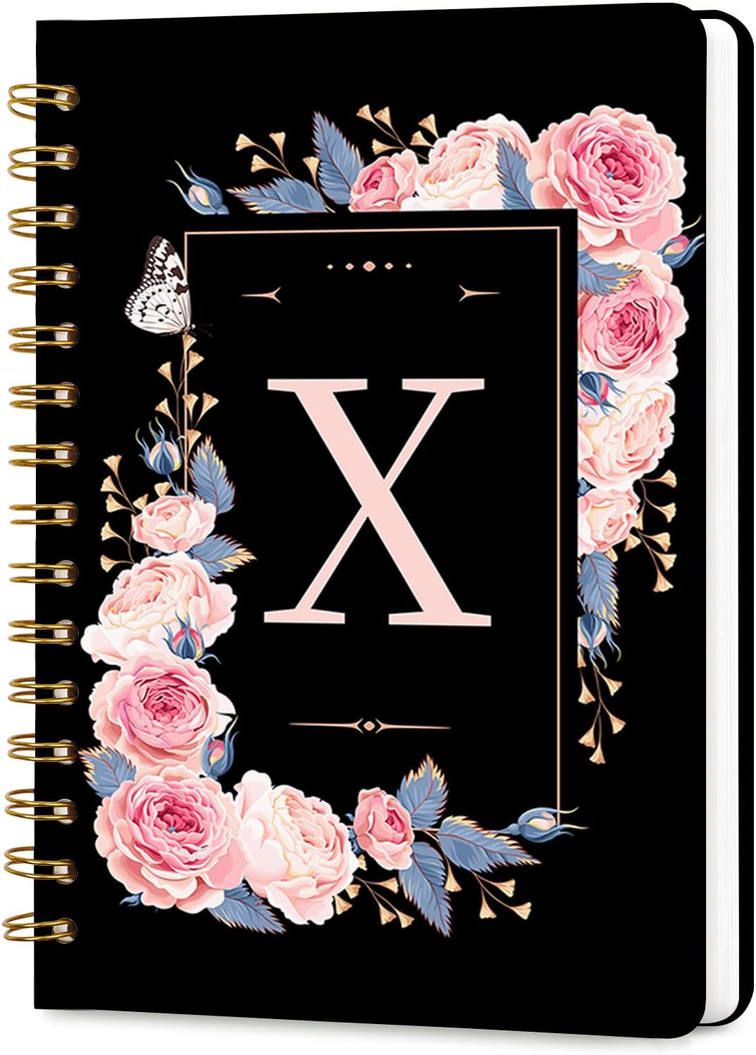 Lined Spiral Journal Notebook, A5 College Ruled Spiral Notebook for Women, Hardcover with Elegant Design for Work and Note-Taking, 5.5 * 8.25 inch, 160 Pages, Letter T
