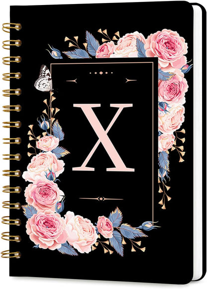 Lined Spiral Journal Notebook, A5 College Ruled Spiral Notebook for Women, Hardcover with Elegant Design for Work and Note-Taking, 5.5 * 8.25 inch, 160 Pages, Letter T