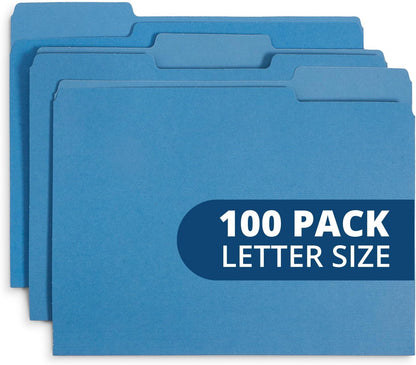 File Folder, 1/3 Cut Tab, Letter Size, Yellow, Great for Organizing and Easy File Storage, 100 Per Box