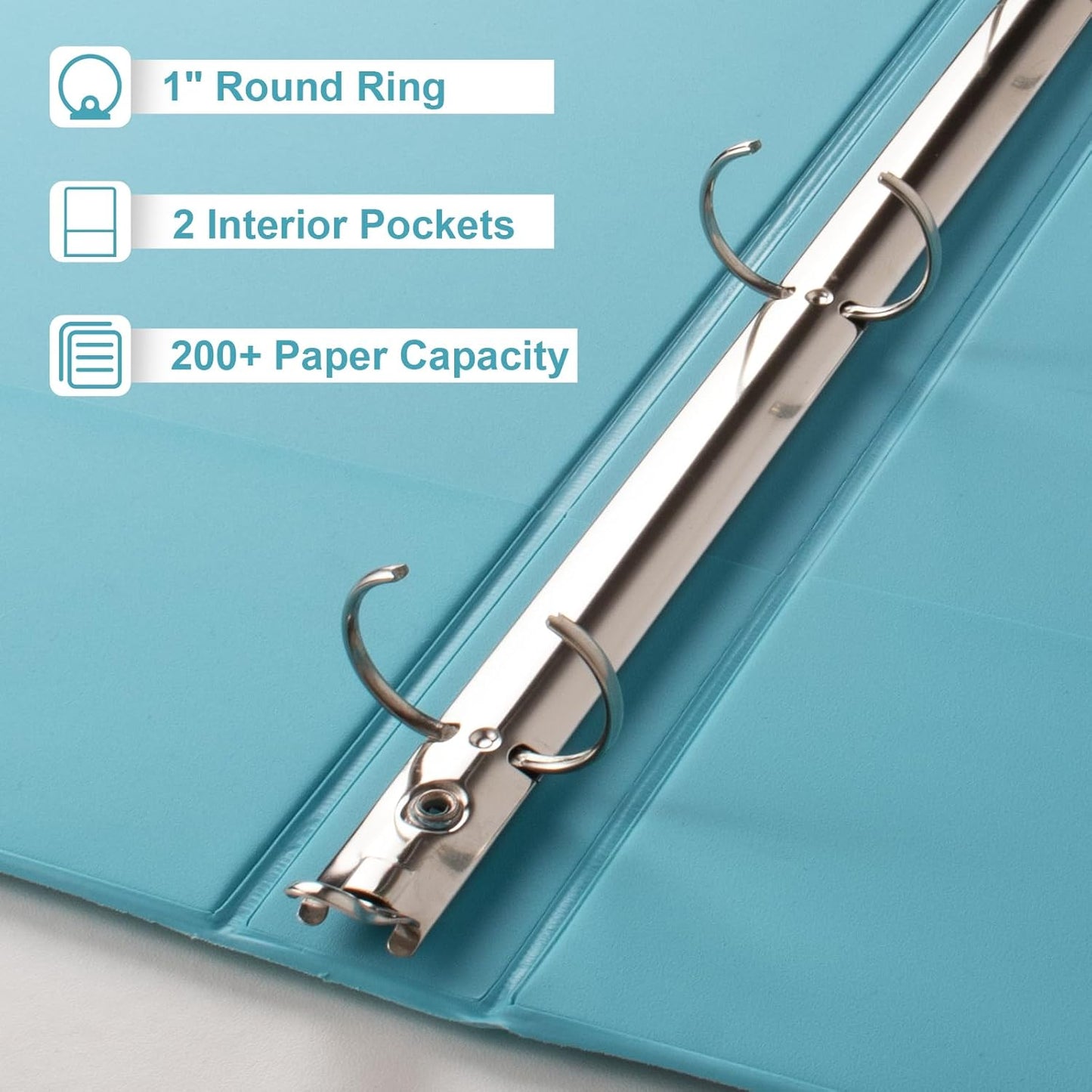 CIXILDTS 1-Inch Round Ring Binders, Standard 3 Ring Binder Fit Letter Size Paper, Presentation View Binders, 6 Packs, Assorted