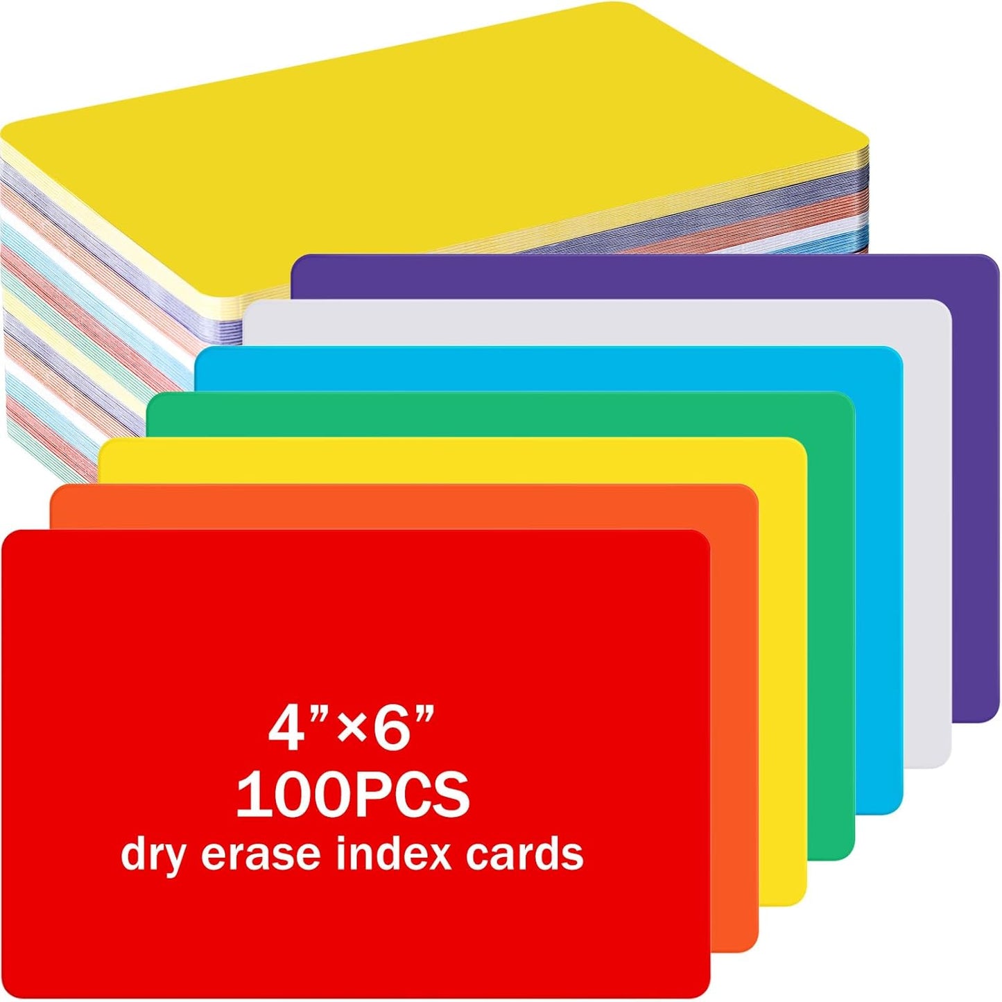 Harloon 100 Pcs Dry Erase Index Cards 3 x 5 Inch Laminated Reusable Dry Erase Note Cards Sheets for Office to Do List(White)