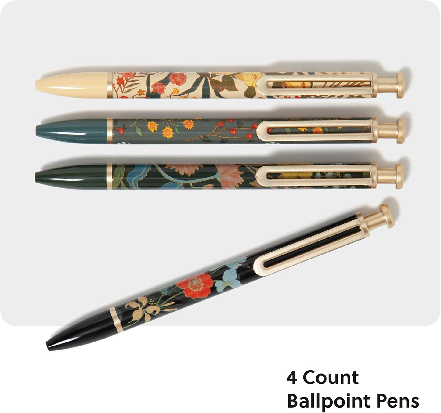 U Brands Midnight Monterey Ballpoint Pens, 4 Count, Black Soft Touch, Painted Black Details, Bold (1.0 mm) Point, Black Ink