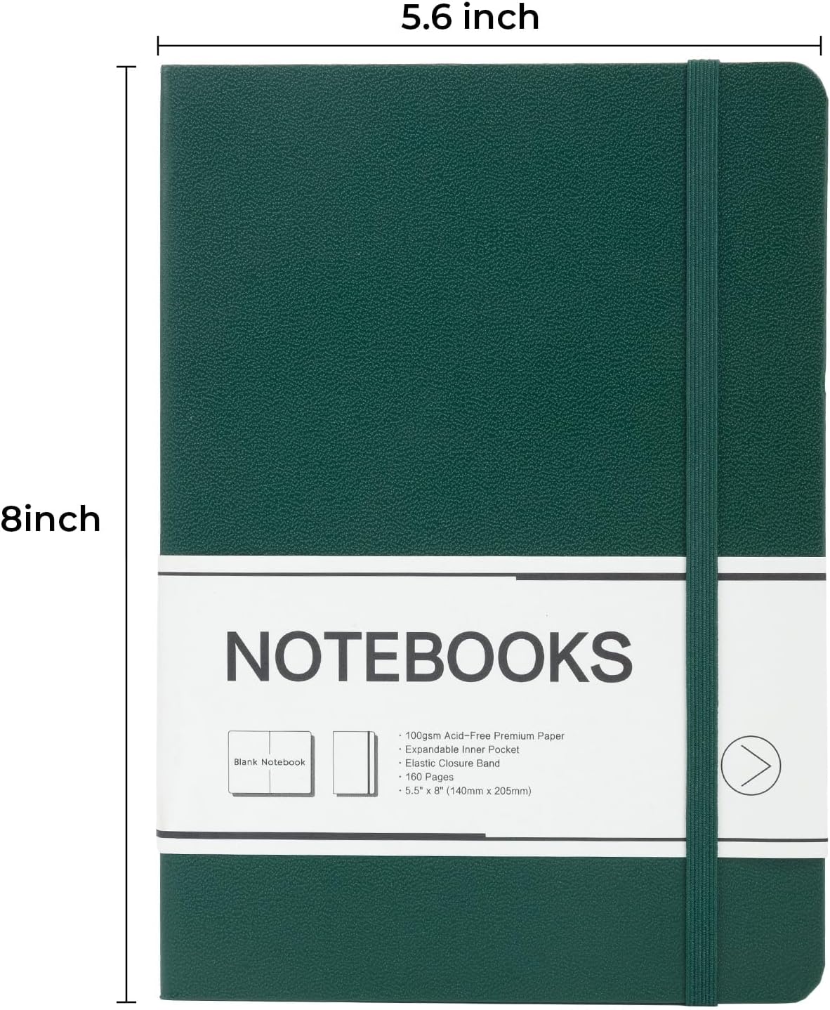 M&G Dotted Journal Notebook, 160 Pages, A5 Medium Size 5.6" x 8" for Men Women, 100GSM Thick College Ruled Paper Bullet Journal for Note Taking, Work & Office, Leather Hardcover, Green
