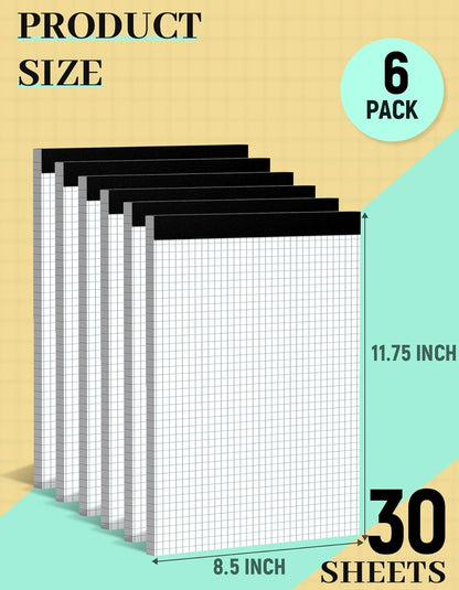 Graph Paper Pads 8.5 x 11, 4x4 Quad Ruled, 3 Pack Grid Paper Pad 8.5 x 11, 30 Sheets Perforated Blueprint Quadrille Letter Size Graphing Notebook for Drafting, Drawing, Engineering