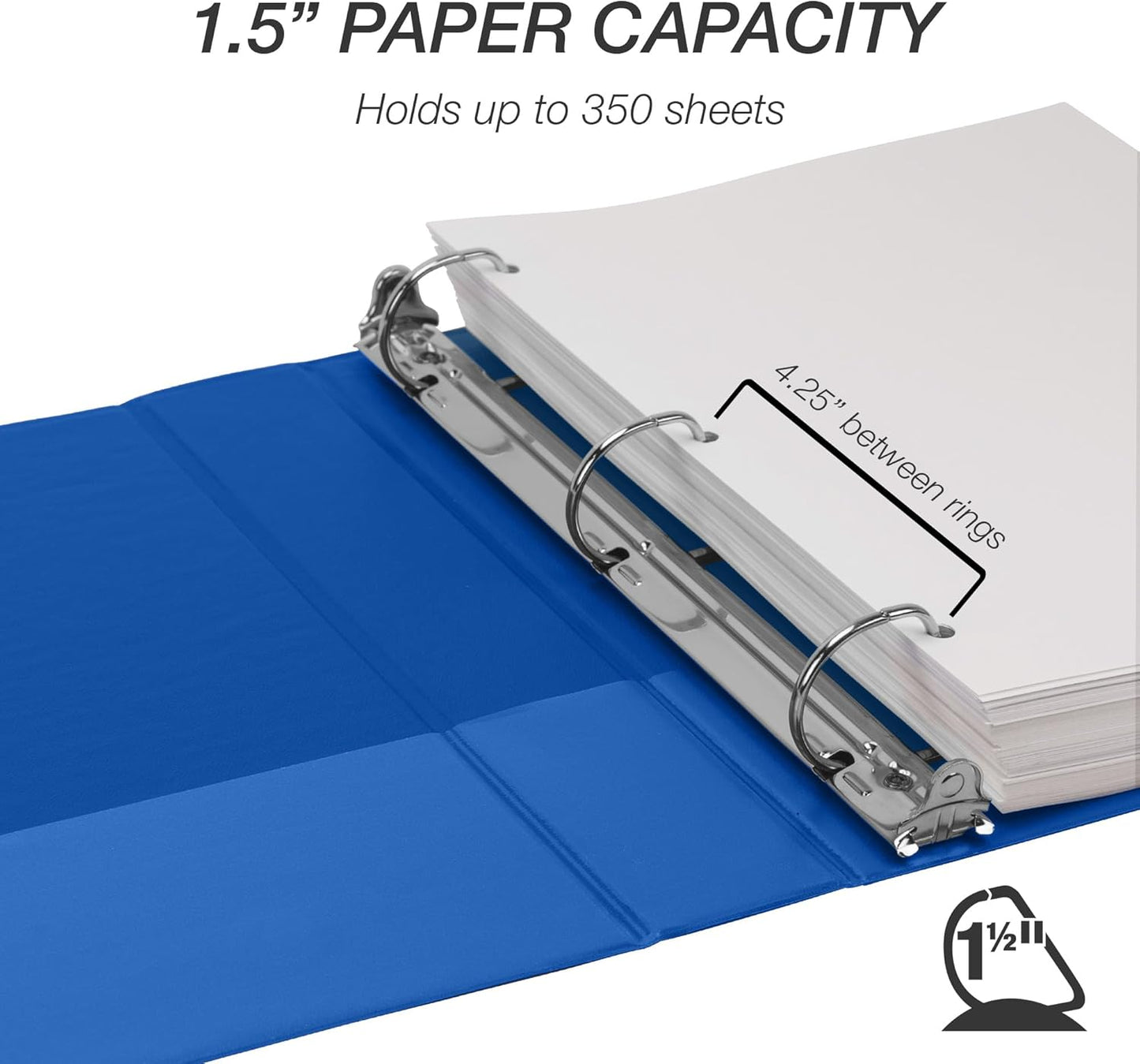 Samsill Durable 4 inch 3 Ring Binder, D Ring Binder, 100% Recycled Chipboard, Black, 2 Pack